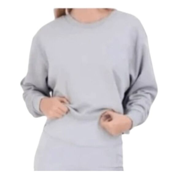90 Degree By Reflex Cropped Sweatshirt Heather Gray Crewneck Long Sleeve M - Picture 1 of 7